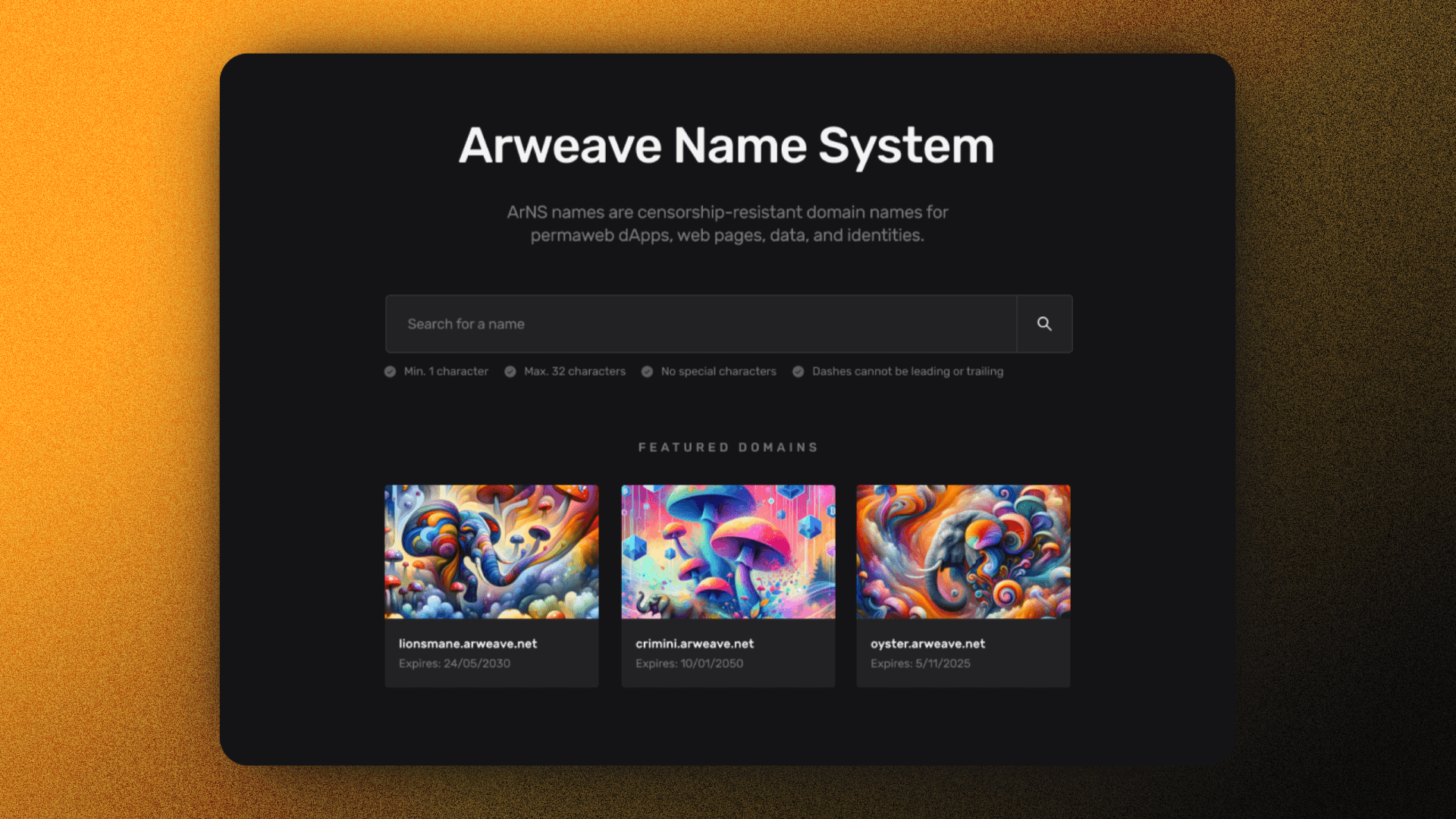 ArNS app interface