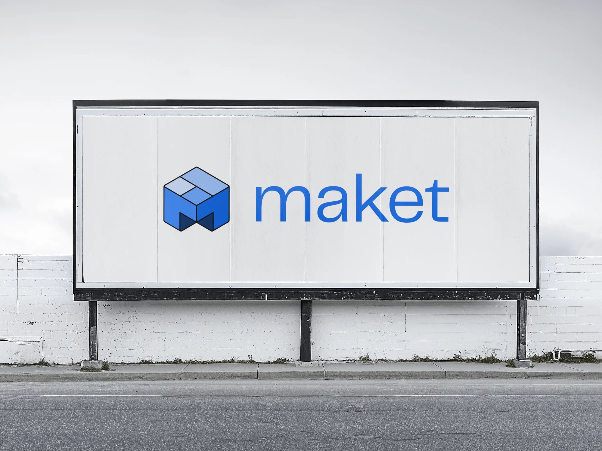 Maket lockup on a white roadside billboard